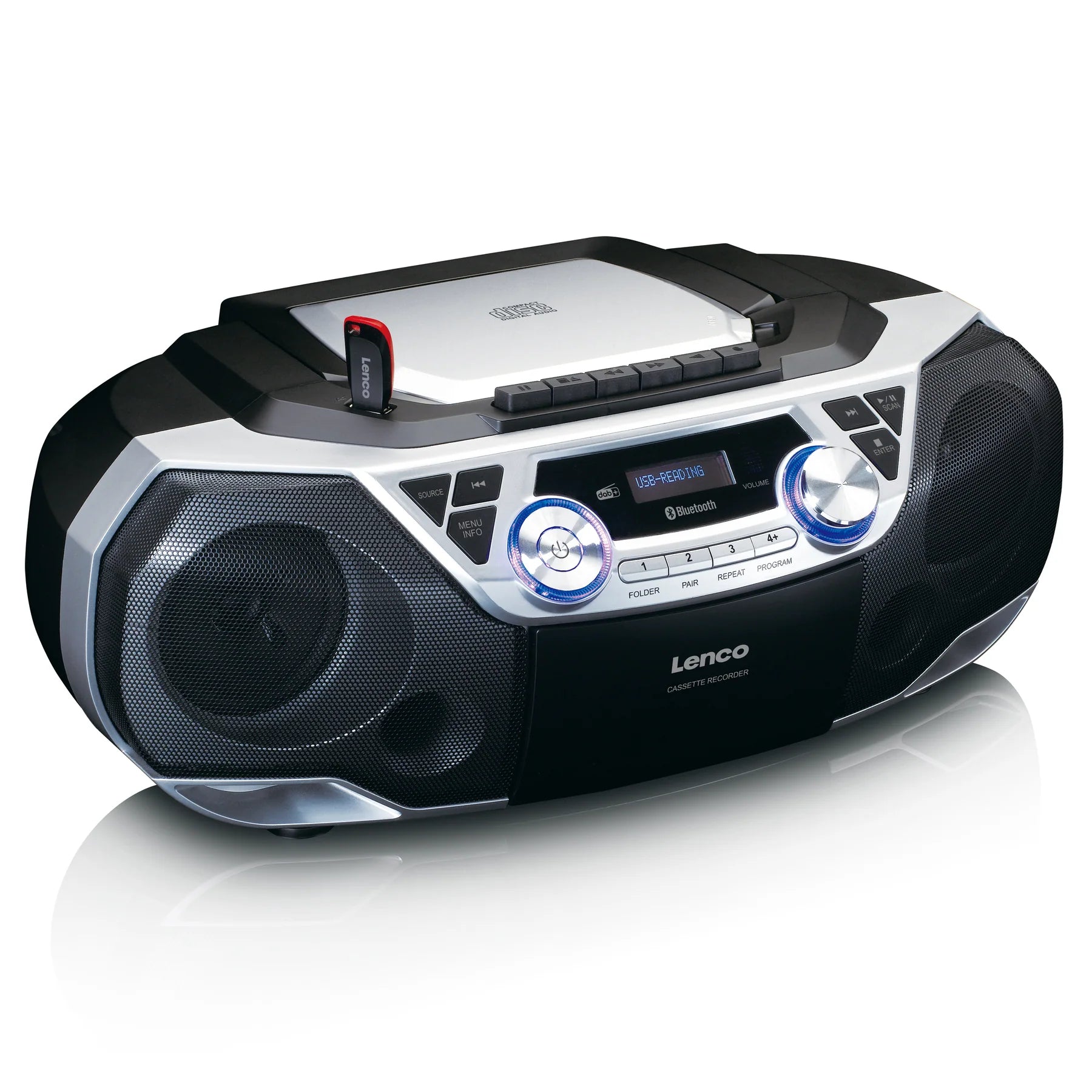 Lenco SCD-720 – Veelzijdige DAB+/FM-boombox met CD-, cassette- en Bluetooth-weergave